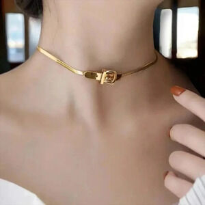 🆕️Buckle Choker Trendy Statement Necklace 18K Gold Plated Stainless Steel
